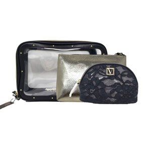 VICTORIA'S SECRET  Beauty To Go Trio Cosmetics Makeup Case Travel Bag set